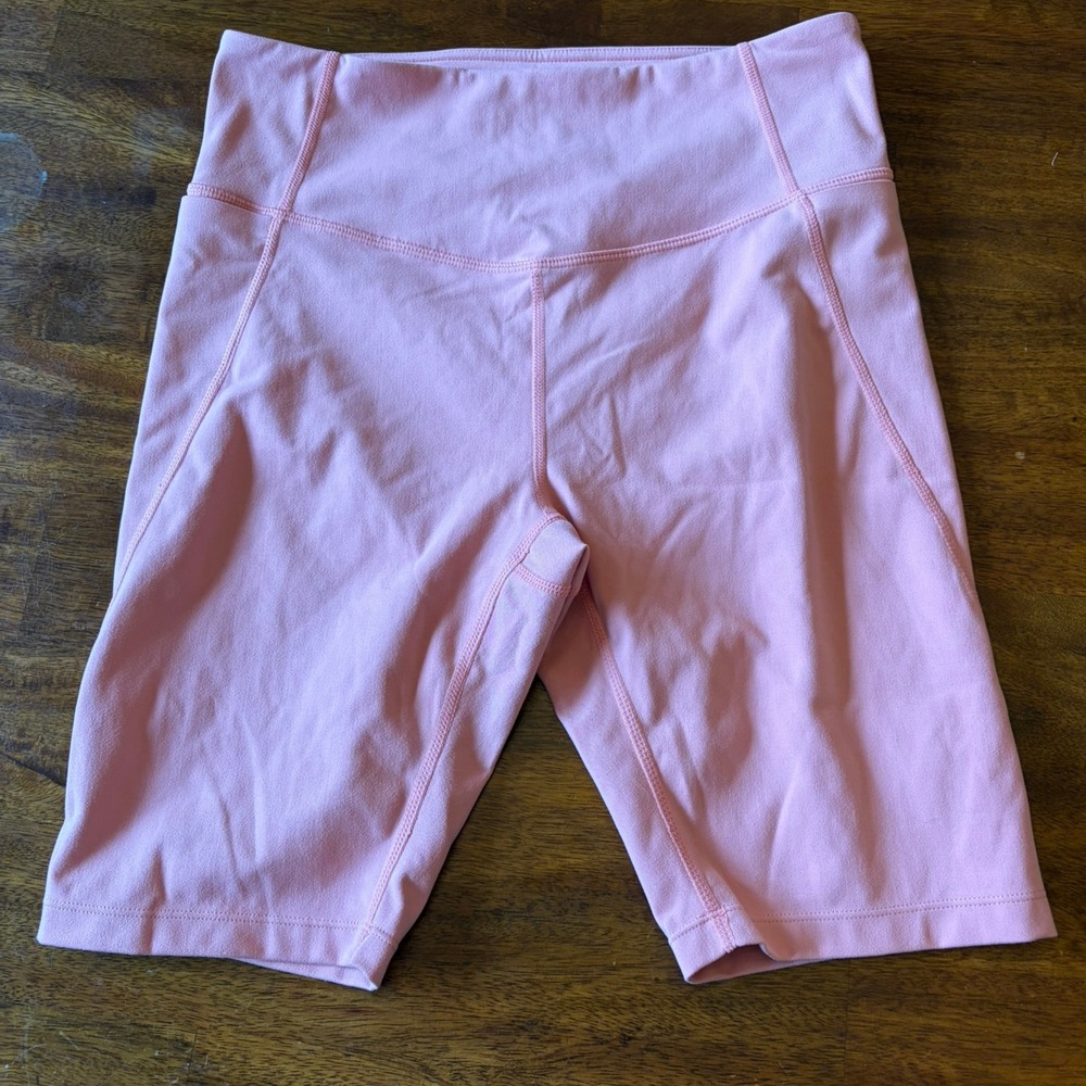 Zella High Waist Biker Shorts Blush Pink Size M Side Pockets